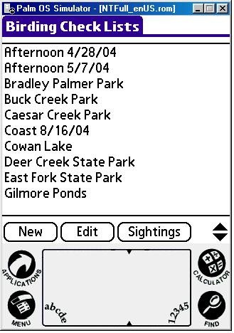 Birding Checklist - Lists Screen (50K)